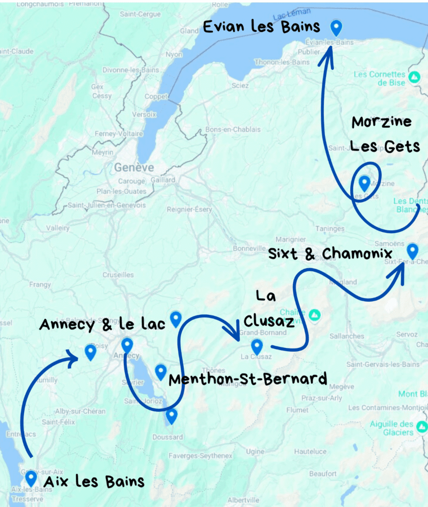 carte itinéraire Pays de Savoie sur mesure